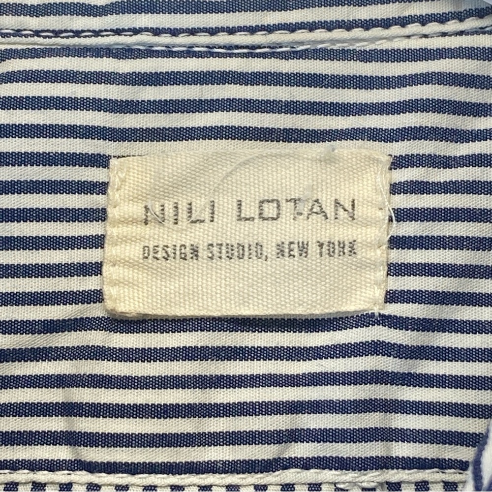 Nili Lotan Shirt Dress Blue White Striped Button Down Front XS long Sleeve - Picture 6 of 16
